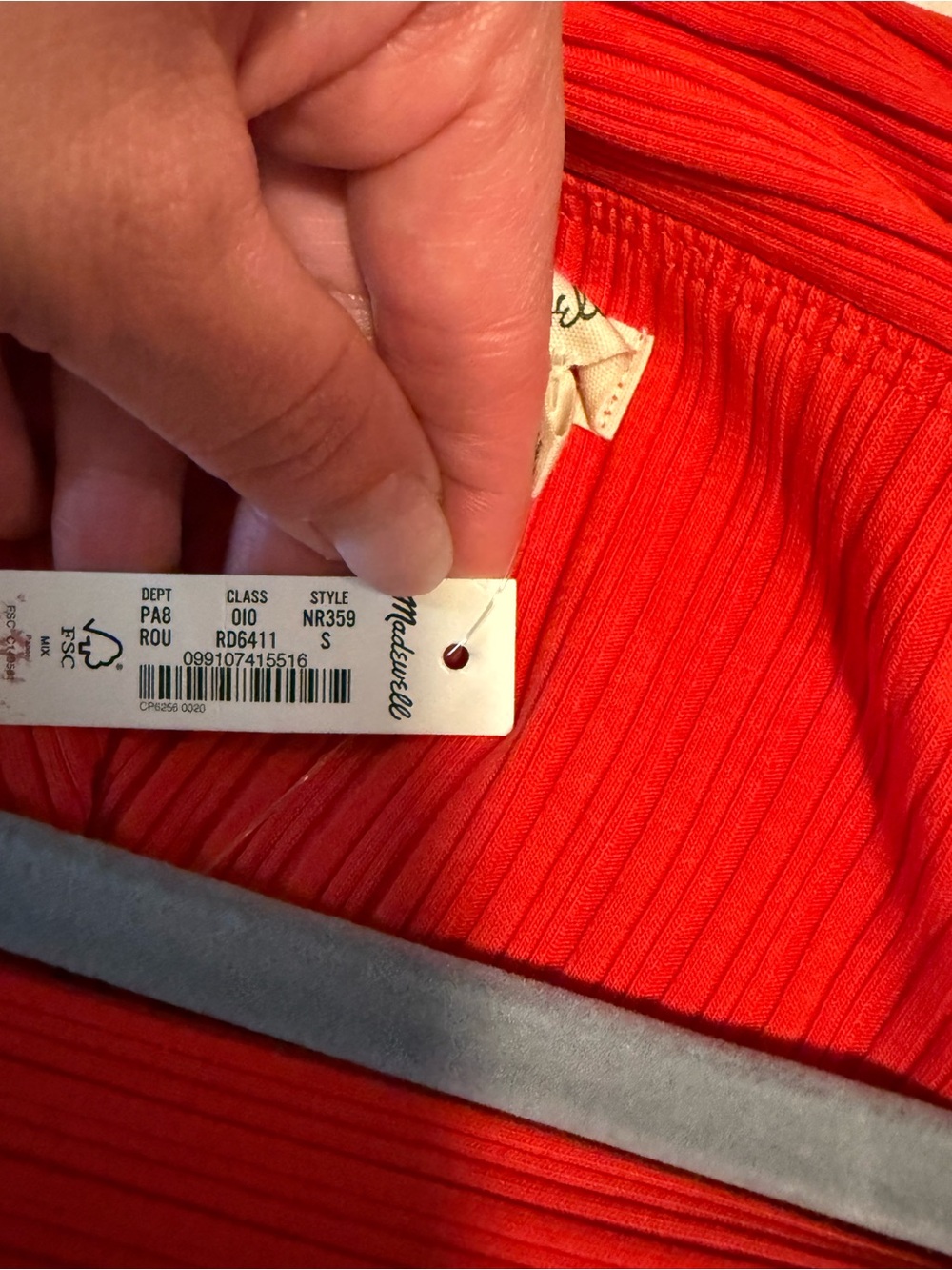 Madewell Off-Shoulder Ribbed Top - Red Orange - Picture 3 of 7